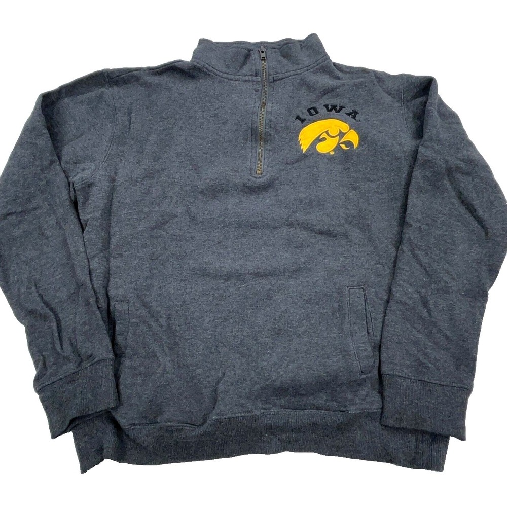 Iowa Hawkeyes Sweater Women Small Gray Pullover Quarter Zip Sweatshirt Heather